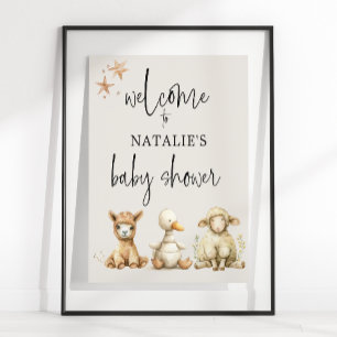 Poster Vintage Plush Nursery Animal Sinal Chá de fraldas