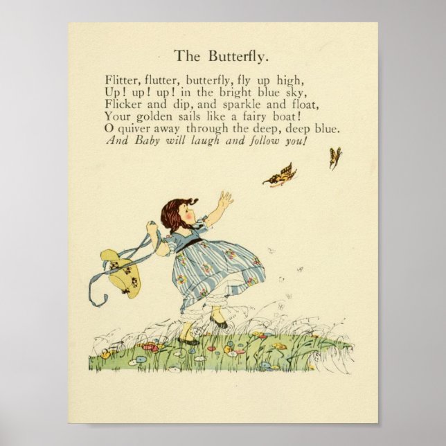 Poster Vintage Poem "The Butterfly", (Frente)