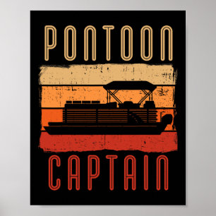 Poster Vintage Pontoon Capitão Barco Boat Owner Boater