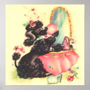 Poster Vintage poodle na vaidade