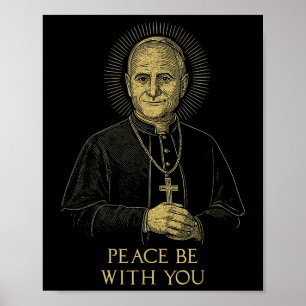 Poster Vintage Pope Retrato Leo Xiv Halo Cross Peace Be