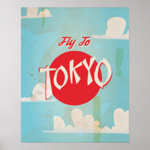 Póster Vintage posteres de viagens de Tokyo, Japão