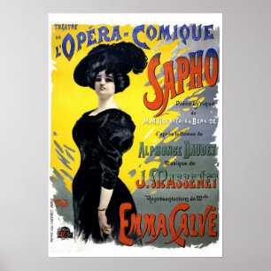Poster Vintage Première do Opéra-comique Sapho de
