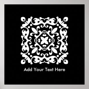 Poster Vintage preto e branco elegante decorativo