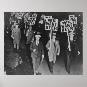 Poster Vintage Prohibation Beer, Queremos Cerveja, Cervej