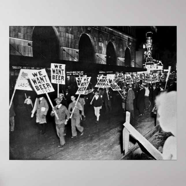 Poster Vintage Prohibation Beer, Queremos Cerveja, Cervej (Frente)