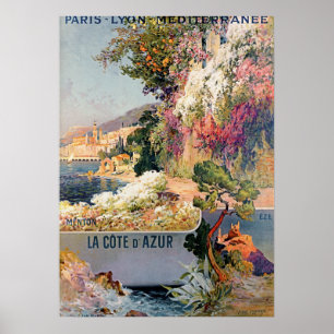 Poster Vintage, propaganda francesa da Riviera viagem