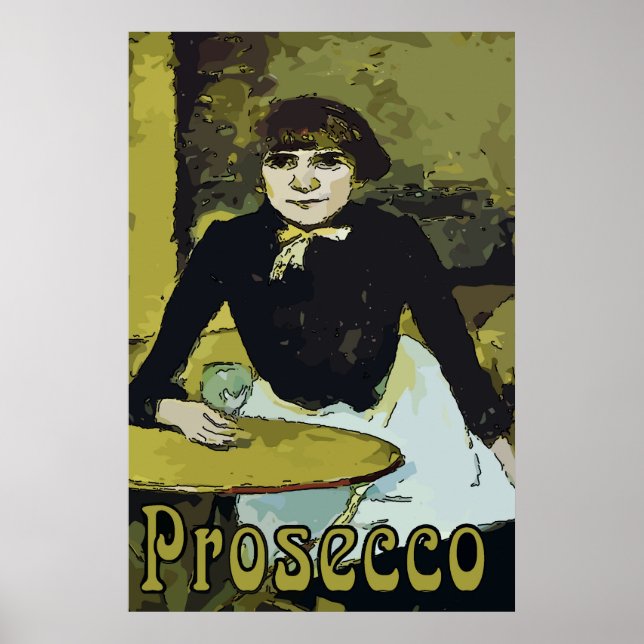 Póster Vintage Prosecco Mulher, (Frente)