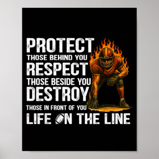 Poster Vintage Proteger Respeitar Destruir Lineman Ofensi