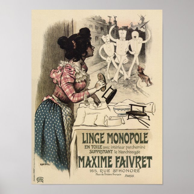 Poster Vintage, publicidade à roupa em francês (Frente)