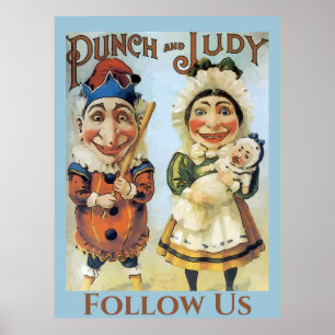 Poster Vintage Punch e Judy Poster, adicionar texto