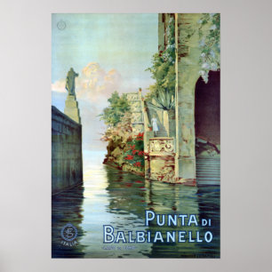 Poster Vintage Punta di Balbianello Lago di Como Itália
