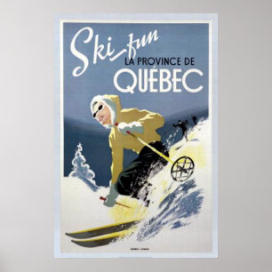 Póster Vintage Quebec Ski