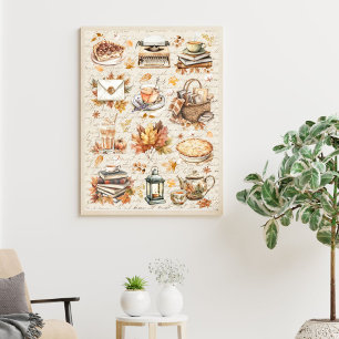 Poster Vintage Queda Autumn Favorito Antiquado Estético