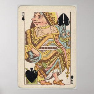 Poster Vintage Queen of Spades Playing Card (1889)