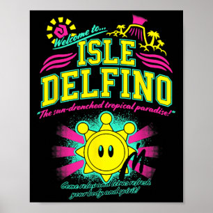 Poster Vintage Quote Bem-Vindo Ao Isle Delfino Clica Funn