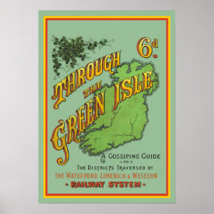 Poster Vintage Railroad Tourist Guide to Ireland Viagem