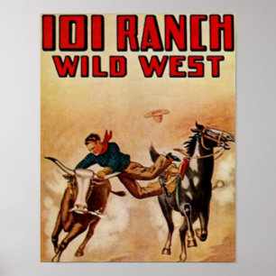 Poster vintage Ranch Ocidental 101, Steer Wrestler