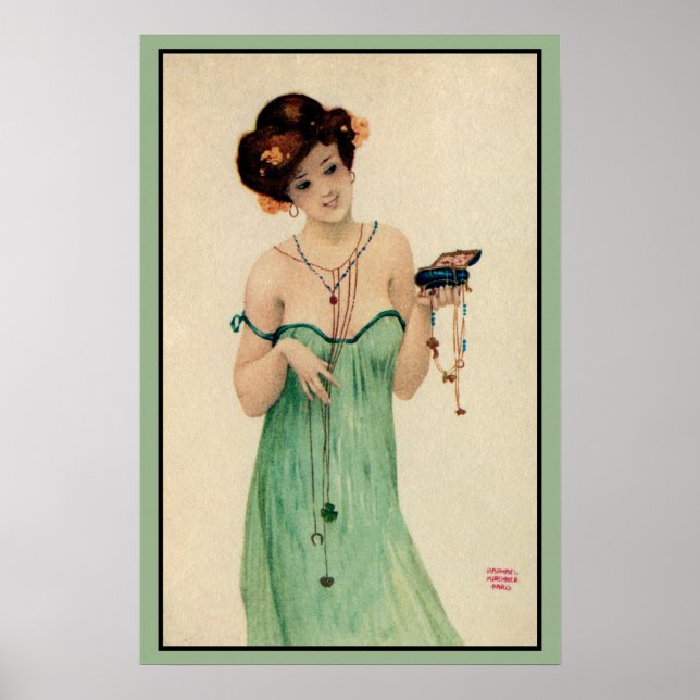 Poster Vintage Raphael Kirchner Paris 1910 moda das senho (Frente)