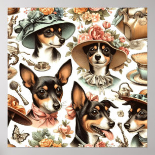 Poster Vintage Rat Terrier Seamless