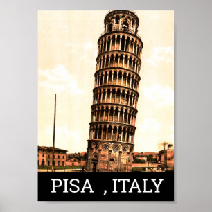 Poster vintage reclinando torre de Pisa - Itália