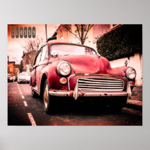 Vintage red car com legenda Classy