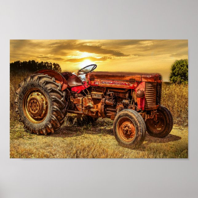 Poster Vintage Red Fazenda Trator (Frente)