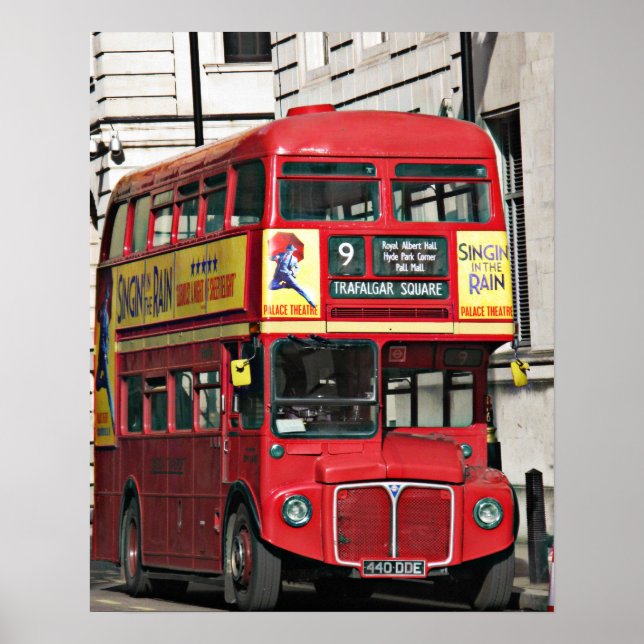 Póster Vintage Red London Bus (Frente)