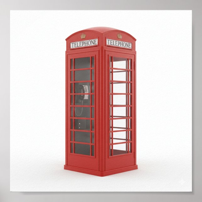 Poster Vintage Red Phone Booth (Frente)
