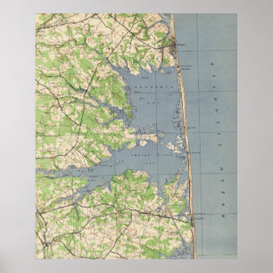 Póster Vintage Rehoboth & Bethany Praia DE Mapa (1944)