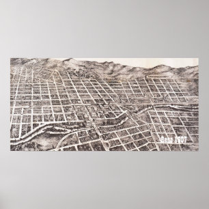Póster Vintage Reno panorâmico 1907