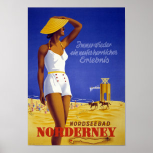 Poster vintage Restor de Nordseebad Norderney
