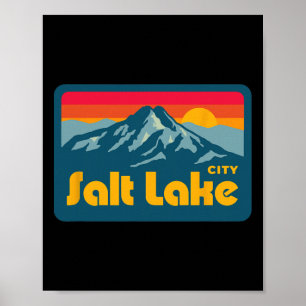 Poster Vintage Retro 70s 80s Salt Lake City Utah Montanha