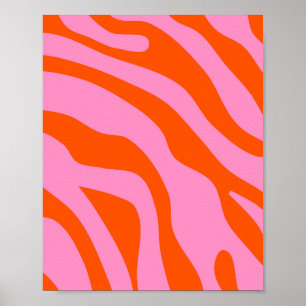 Poster Vintage Retro-Abstrato Rosa E Laranja