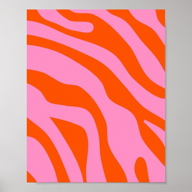 Poster Vintage Retro-Abstrato Rosa E Laranja (Frente)