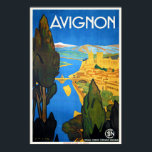 Póster Vintage Retro Art Deco French Viagem Avignon<br><div class="desc">Um impressão de reprodução de uma poster de Art Deco dos anos 30 com um anúncio de promoção do turismo em França Avignon Sur le pont/Sur le Pont d'Avignon. Digitalmente remodelado para trazer as cores originais, ainda melhores e corrigir tantas imperfeições quanto possível. Personalize o tamanho, a textura, a borda...</div>