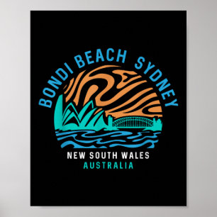 Poster Vintage Retro Bondi Beach Sydney Austrália Surfer
