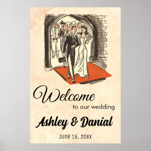 Poster Vintage Retro Bride Groom Antigo Casamento Russo C