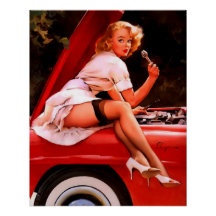 Vintage Retro Car Mechanical Pinup Girl