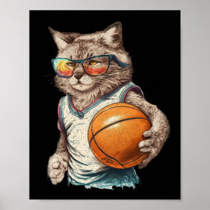 Poster Vintage Retro Cat Playing Sketel