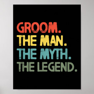 Poster Vintage Retro do Partido do Casamento de Mens Groo