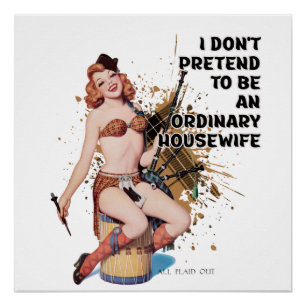 Póster Vintage Retro Familiar Humor Pin-up Girl