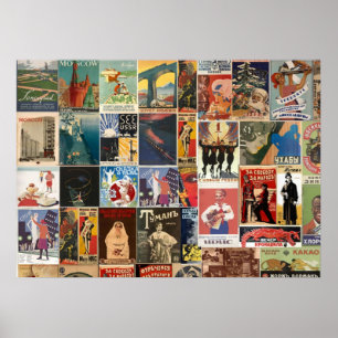 Poster Vintage retro filme russo colagem soviética