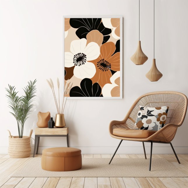 Poster Vintage Retro Floral (Unleash your inner art enthusiast with Wild on Flowers gallery quality Giclee print artwork poster. )