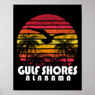 Poster Vintage Retro Golfo Shores Al Alabama Sunset (dist