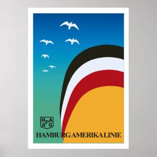 Poster Vintage retro Hamburg America — linha viagem