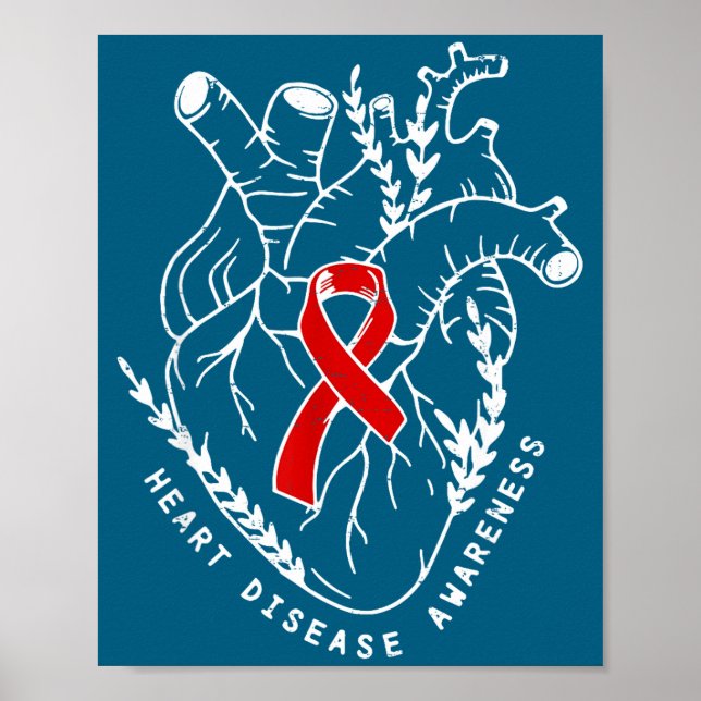 Poster Vintage Retro Heart Disease Awareness Funny  (Frente)