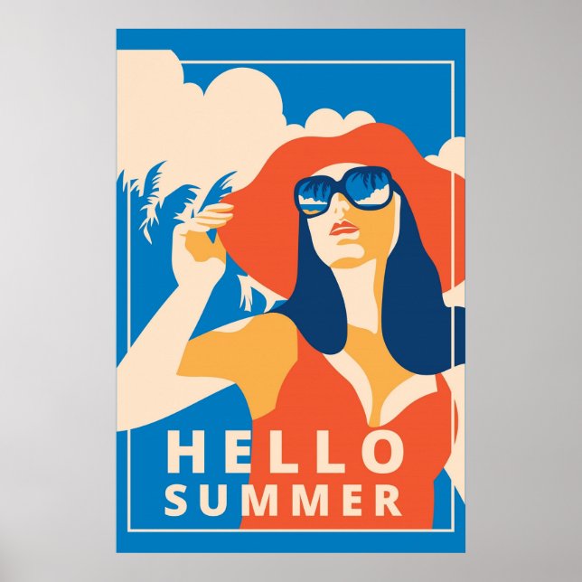 Poster Vintage Retro Hello Summer (Frente)