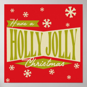 Poster Vintage Retro Holly Jolly Natal