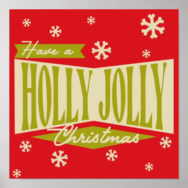 Poster Vintage Retro Holly Jolly Natal (Frente)